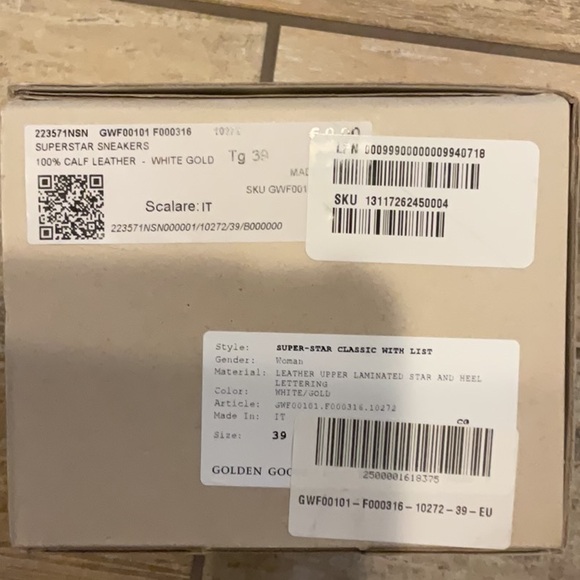 Golden Goose White and Gold Super Star Classic Sneakers - Picture 7 of 7